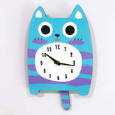 Striped Cat Pendulum Wall Clock