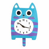 Striped Cat Pendulum Wall Clock