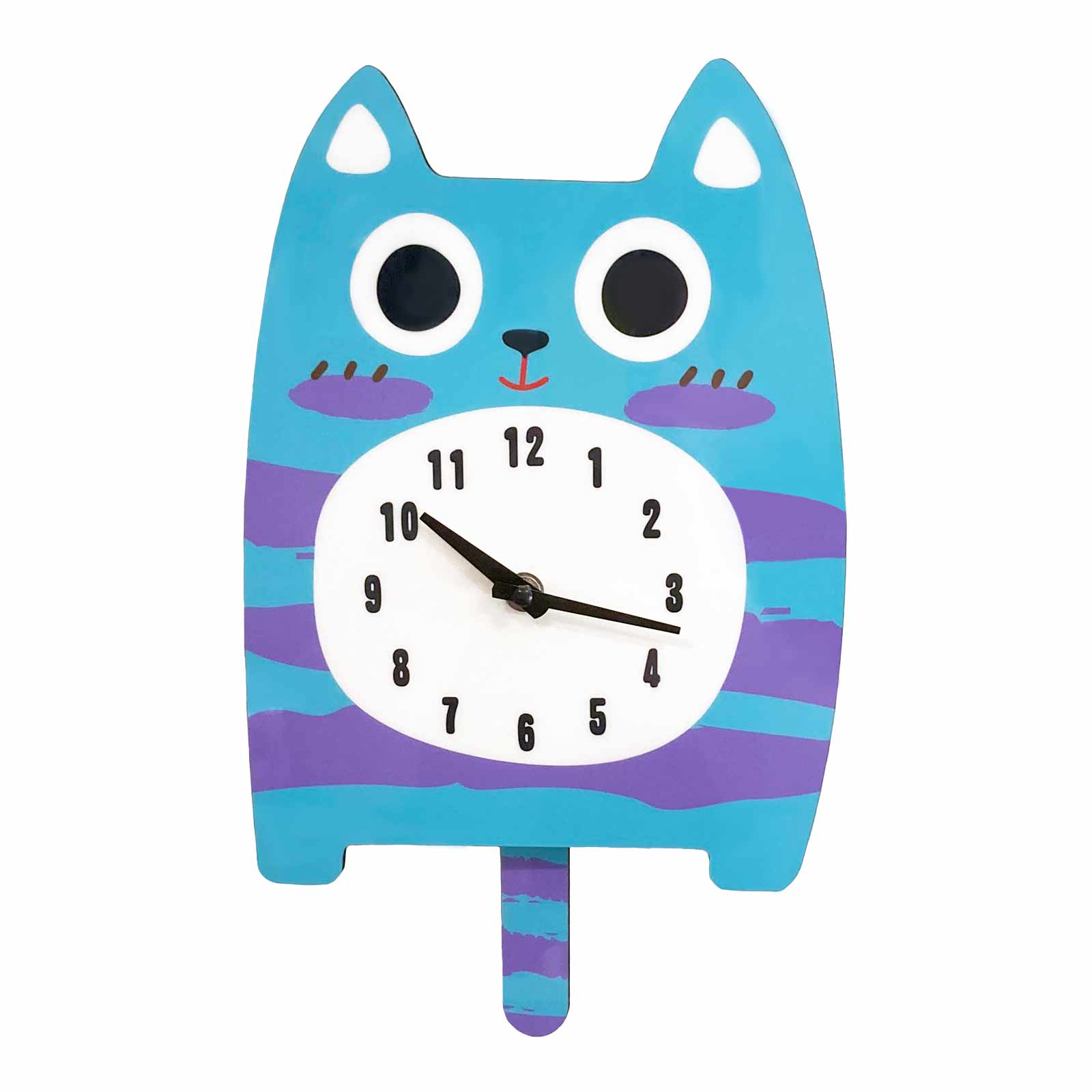 Striped Cat Pendulum Wall Clock