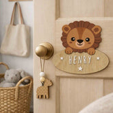 Customisable wooden lion door sign