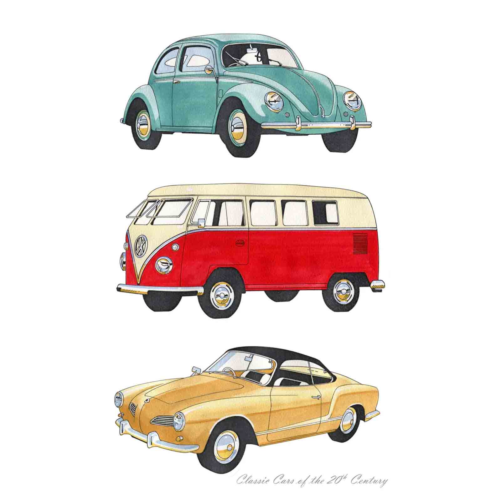 Volkswagen - Classic Cars 100% Cotton Tea Towel