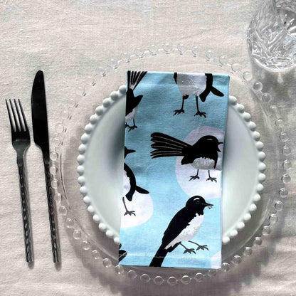 Willie Wagtail 100% Cotton Cloth Napkins Set of 4