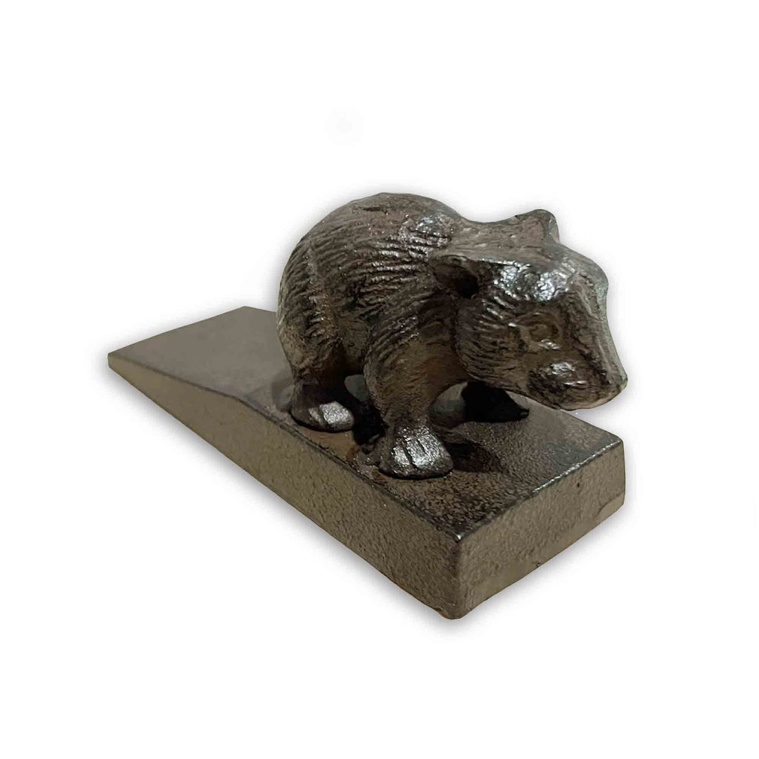 Wombat cast iron door stopper on a white background