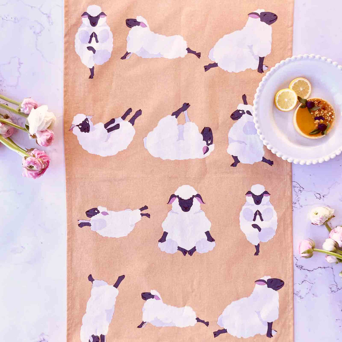 Yoga Sheep 100% Cotton Kitchen Tea Towel