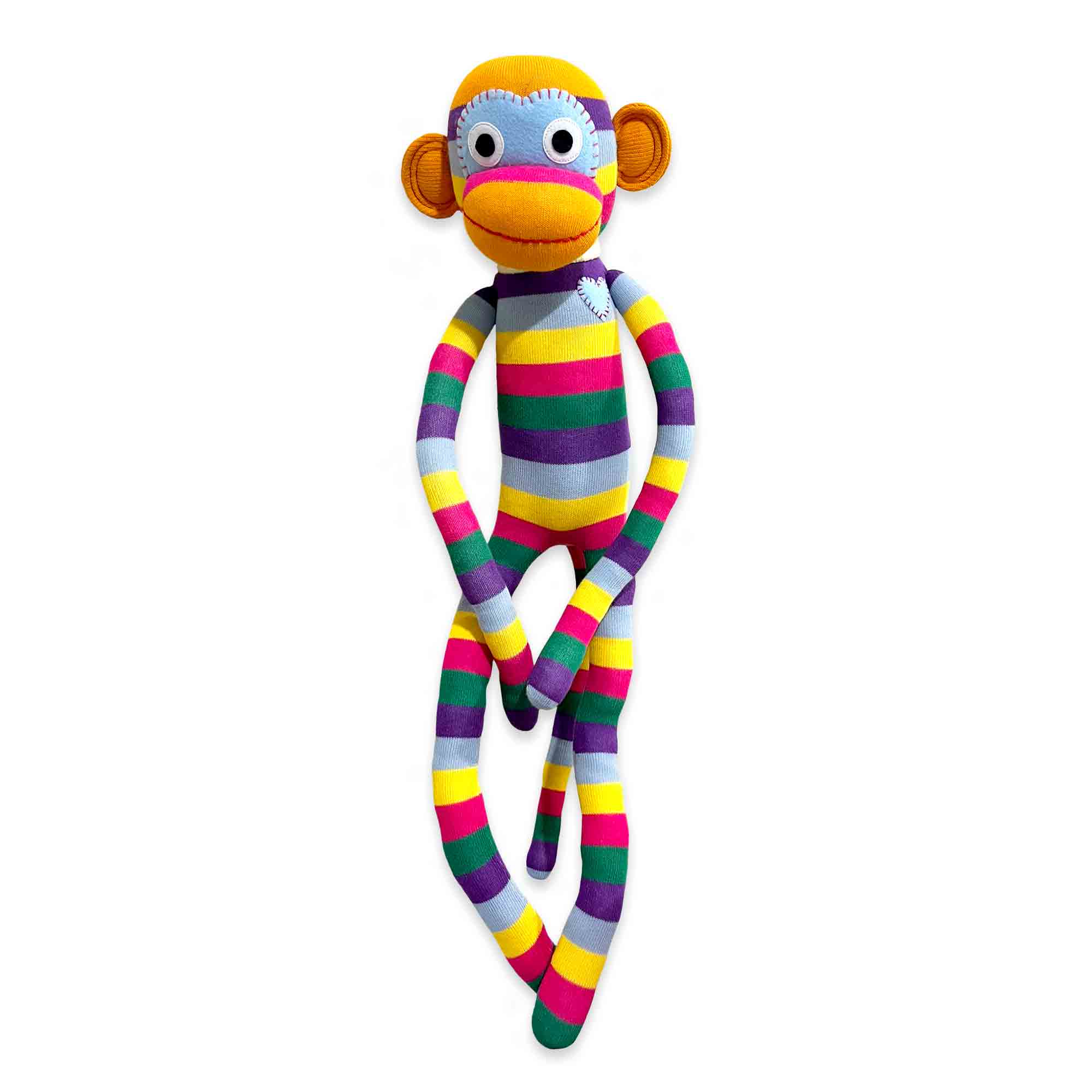 Ziggy 70cm Rainbow Striped Sock Monkey Plush Toy