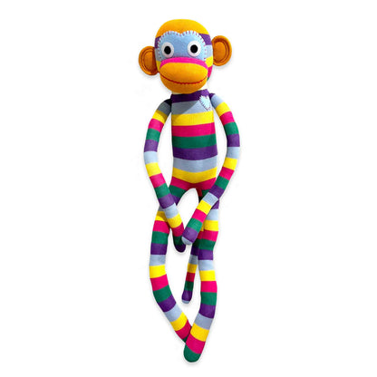 Ziggy 70cm Rainbow Striped Sock Monkey Plush Toy