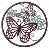 50cm Round Butterfly Wall Decor - 2 Styles Available - Brown