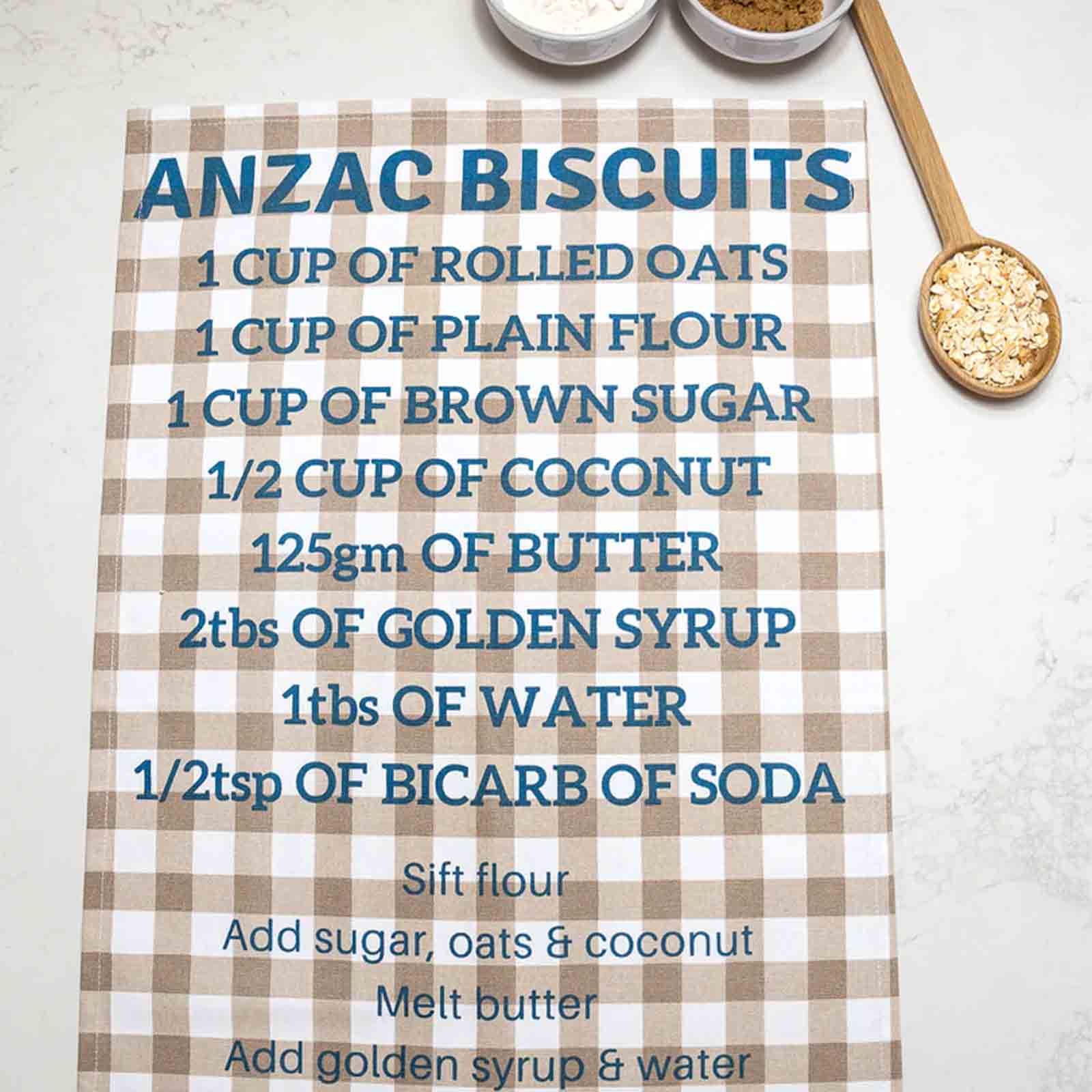 Anzac Biscuits 100% Cotton Tea Towel