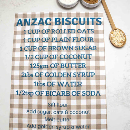 Anzac Biscuits 100% Cotton Tea Towel