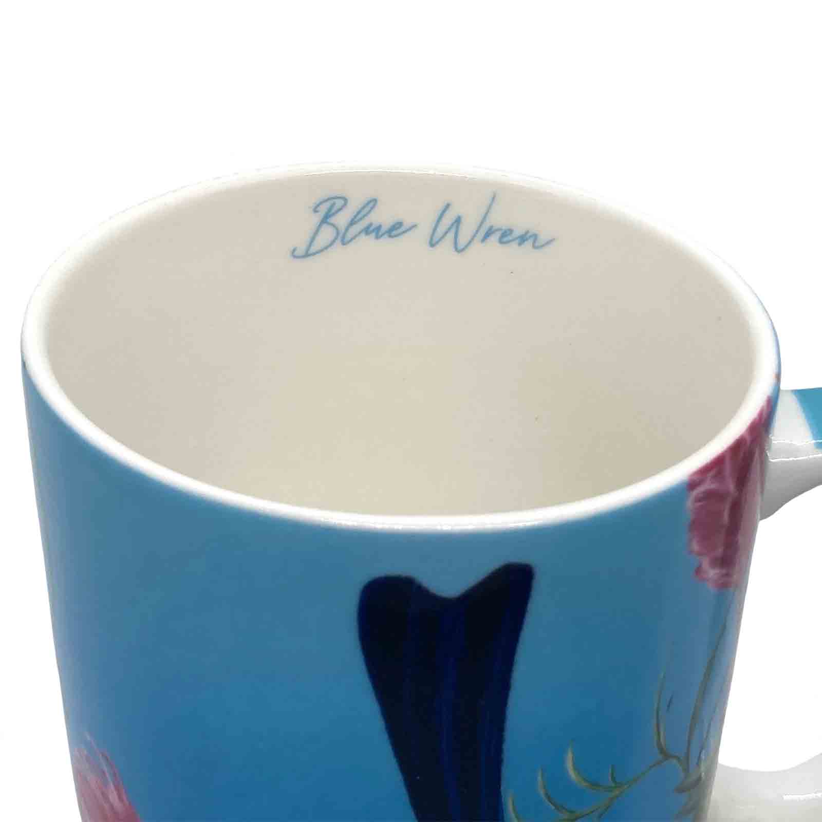 Blue Wren Birds of Australia Bone China Mug Closeup