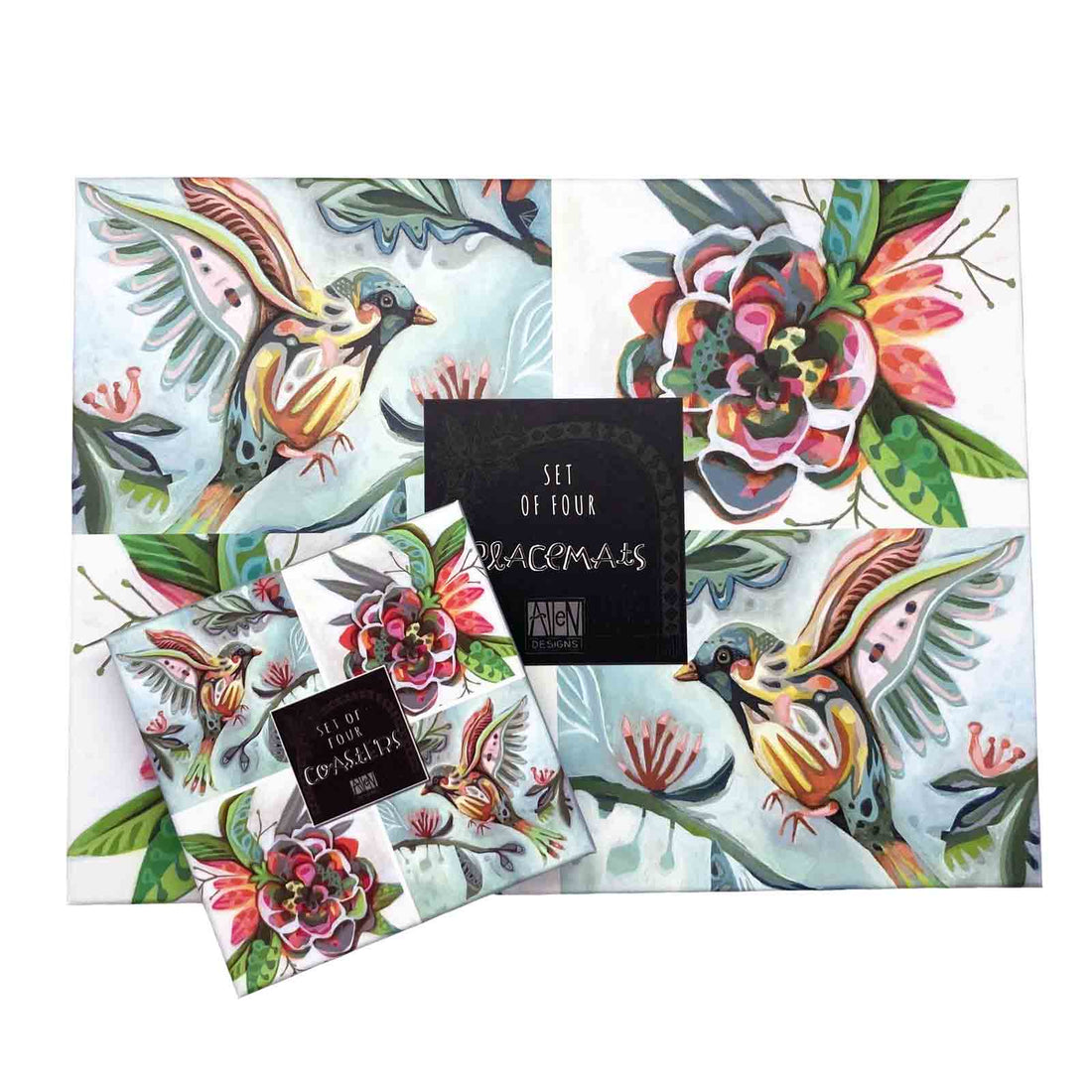 Bird Flower Coasters & Placemats Set of 4 Allen Designs