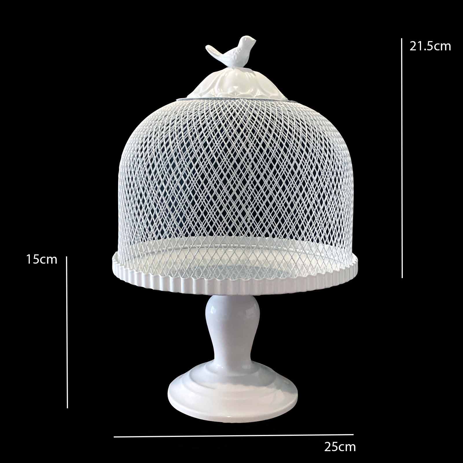 White Cake Stand with Mesh Cover - Hello Homewares