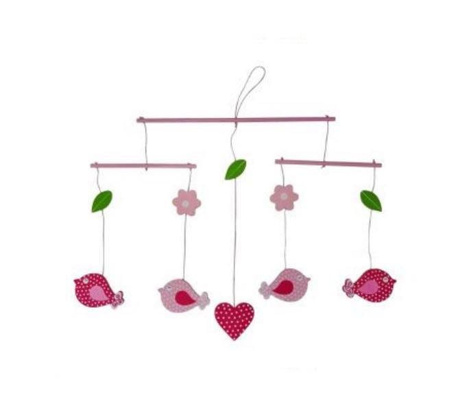 Hanging Wooden Bird Mobile.