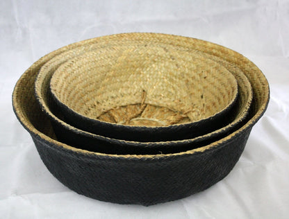 Large Foldable Seagrass Belly Basket - Black.