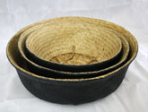 Medium Foldable Seagrass Belly Basket - Black.