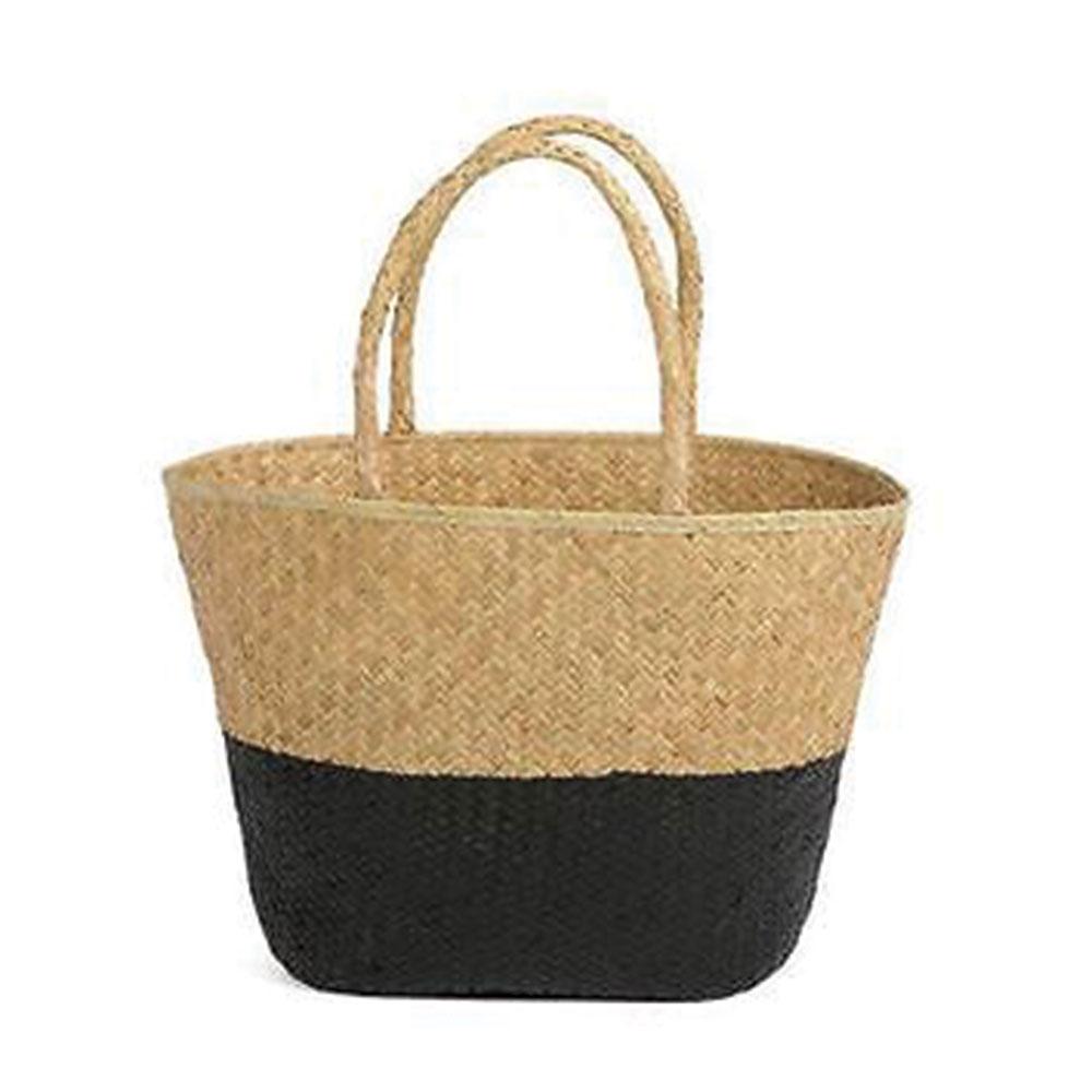 Black Painted Seagrass Bag / Basket.