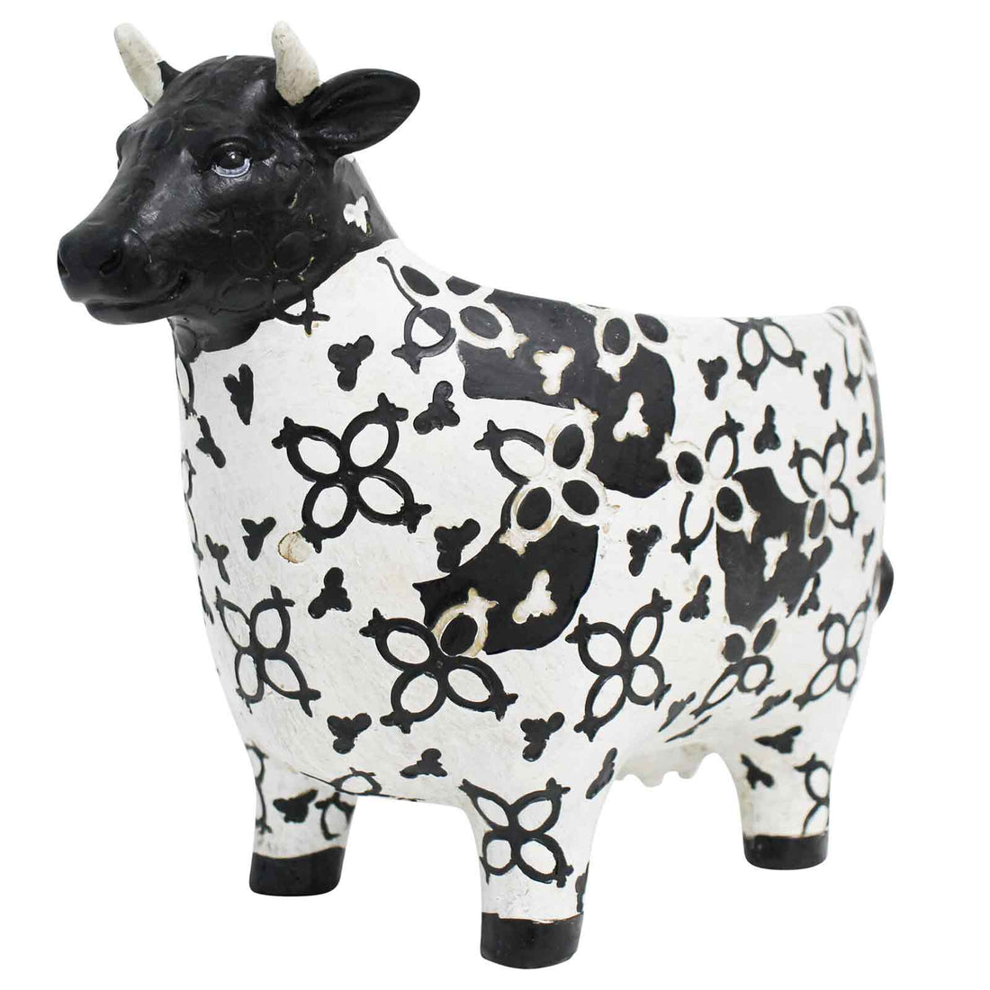 Black and White Resin Cow Planter