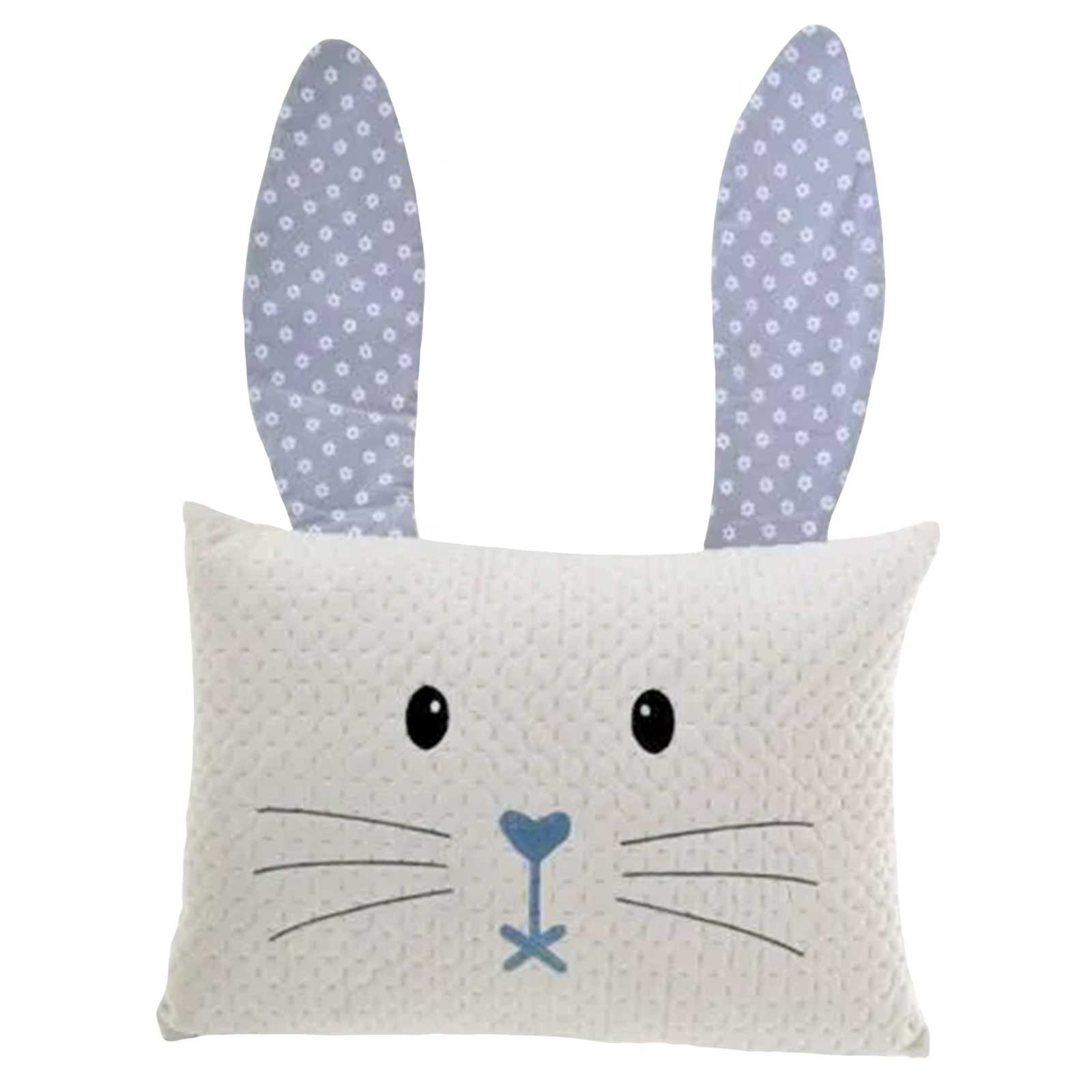 Blue Bunny Rabbit Plush Velour Cushion