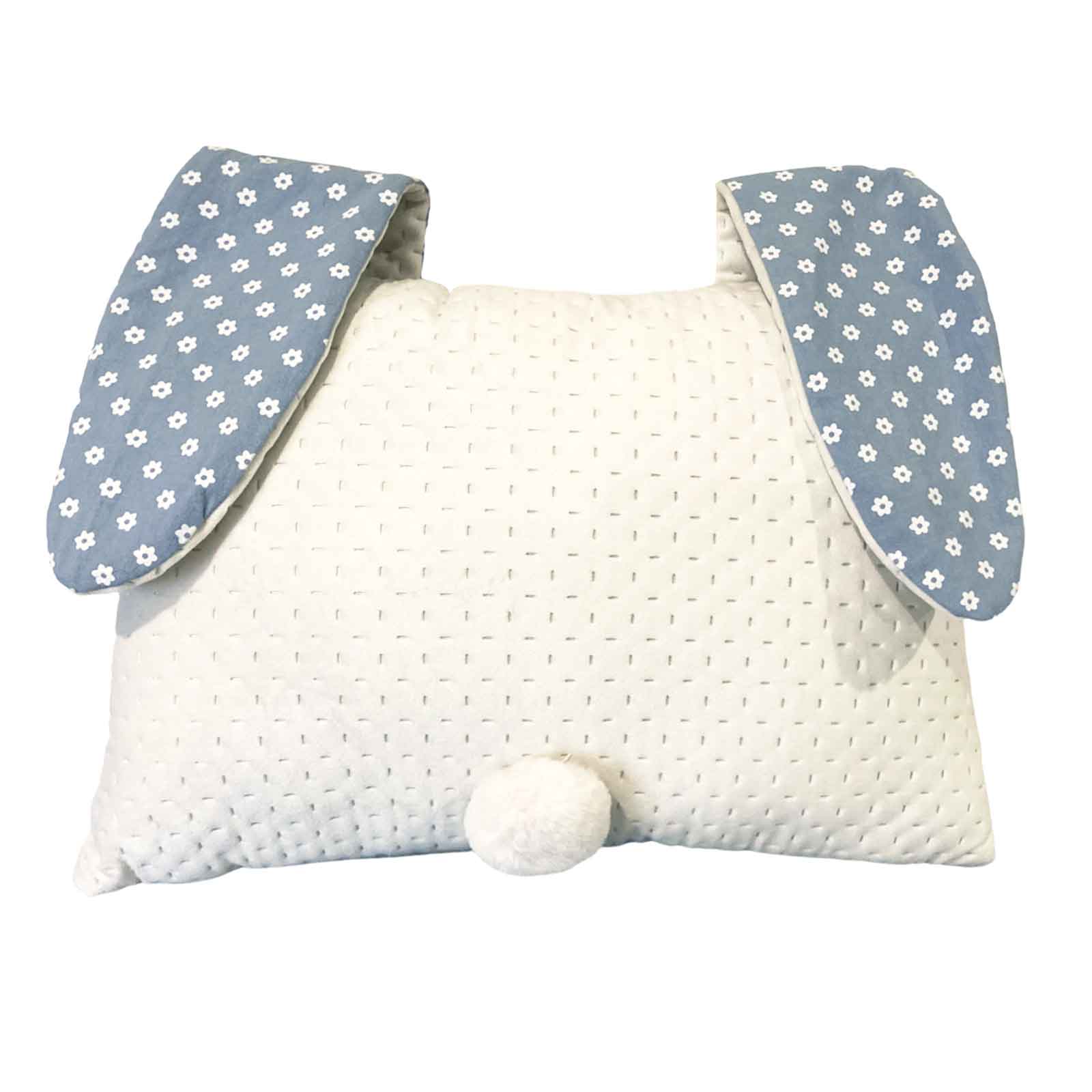 Blue Bunny Rabbit Zip Plush Cushion - view from back with soft fluffy tail