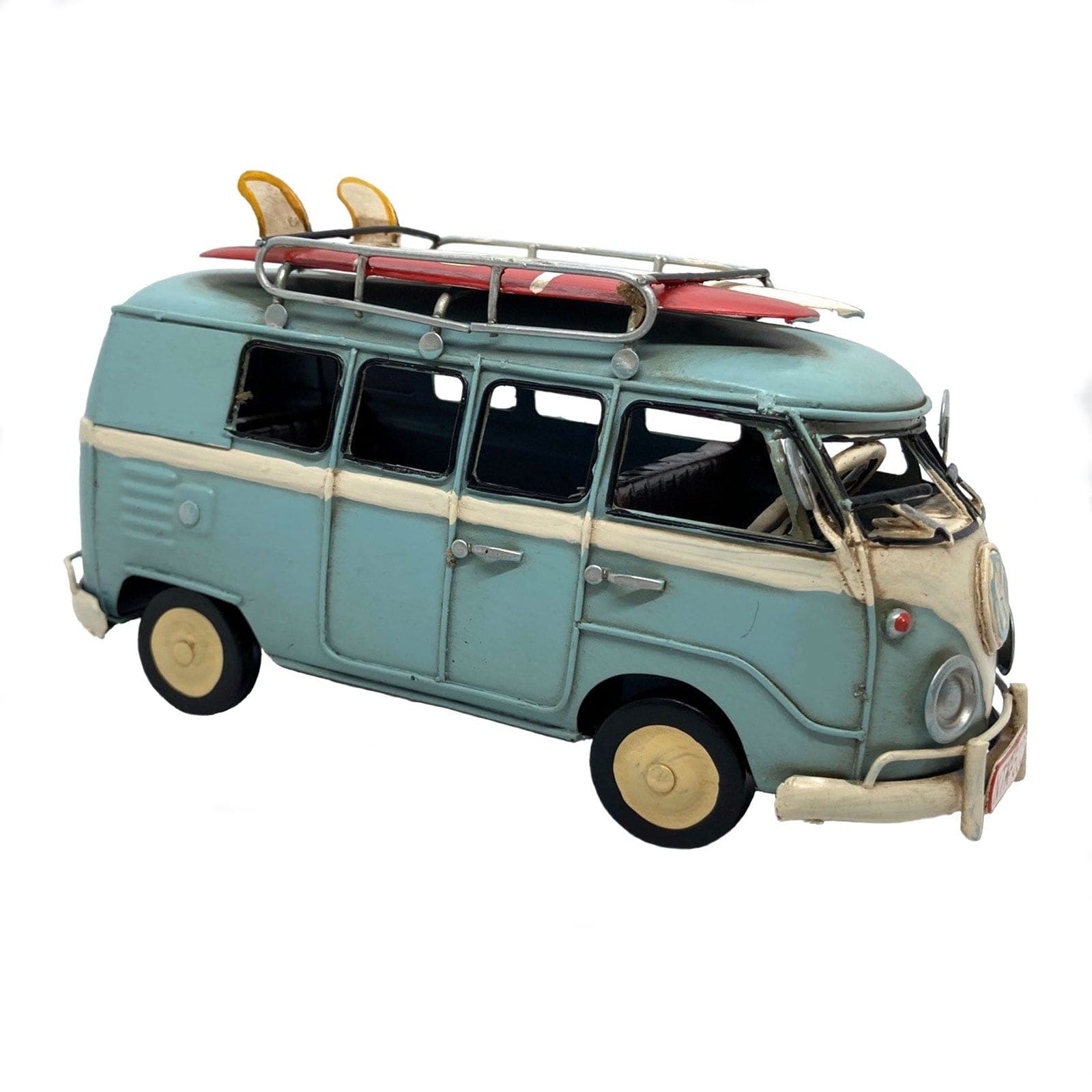 Blue VW Kombi with Surfboards