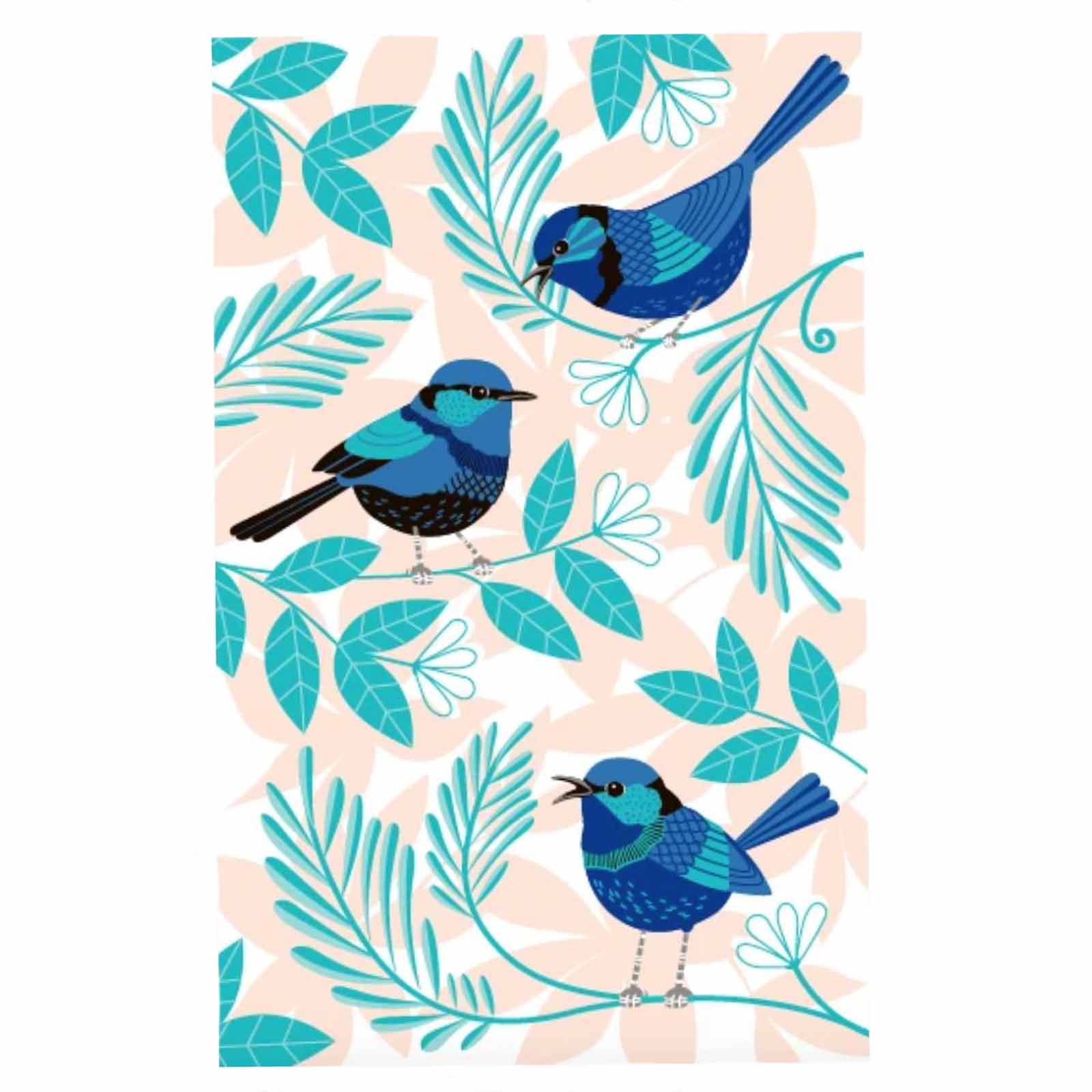 BLUE WREN 100% Cotton Tea Towel - Hello Homewares