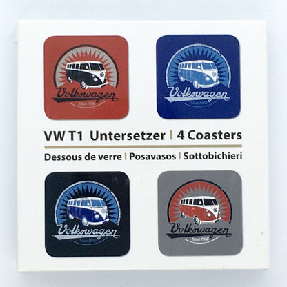 VW T1 Bus Coasters - Vintage Logo - Set of 4.