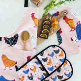 Bright Hens 100% Cotton Apron, Oven Gloves and Tea Towel