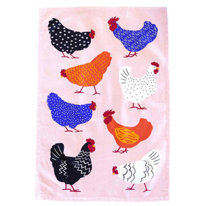 BRIGHT HENS - Chickens 100% Cotton Tea Towel