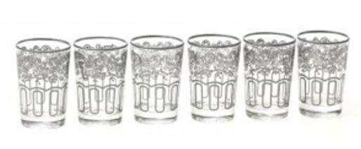 Silver Moroccan Tea Glasses - Set of 6.
