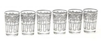 Silver Moroccan Tea Glasses - Set of 6.