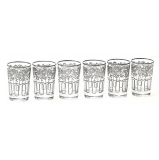 Silver Moroccan Tea Glasses - Set of 6.