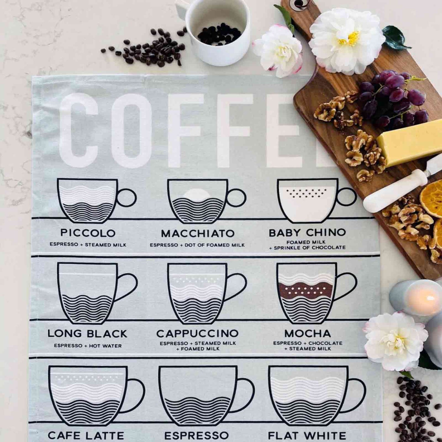 Coffee Lovers 100% Cotton Tea Towel - Hello Homewares