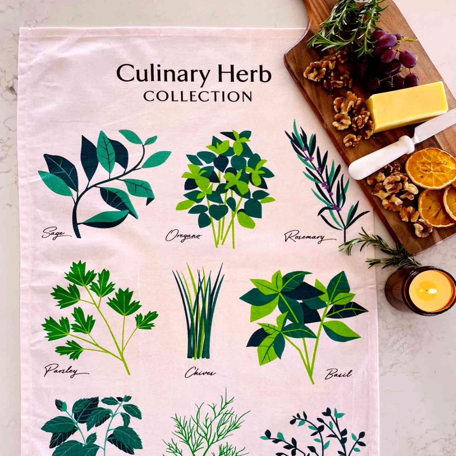 Culinary Herbs 100% Cotton Tea Towel