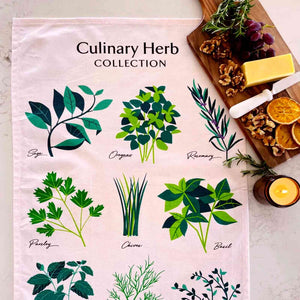 CULINARY HERBS 100% Cotton Tea Towel