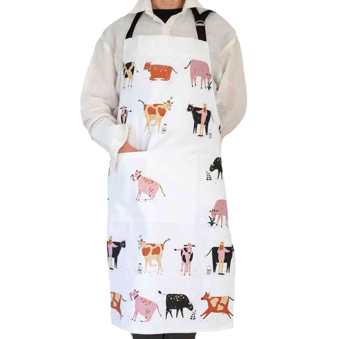 100% Cotton Dairy Cows Heavy Drill Apron - Hello Homewares