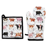 DAIRY COWS Oven Mitt & Pot Holder Set - Hello Homewares