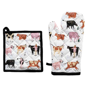 DAIRY COWS Oven Mitt & Pot Holder Set