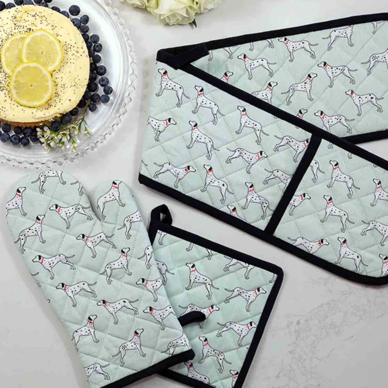 Dalmations 100% Cotton Oven Glove and Pot Holder Set