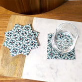 Blue / Grey Moroccan Tile Coasters - Set of 4.