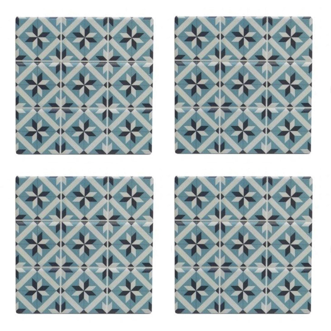 Blue / Grey Moroccan Tile Coasters - Set of 4.