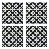 Black and White Moroccan Tile Coasters - Set of 4.