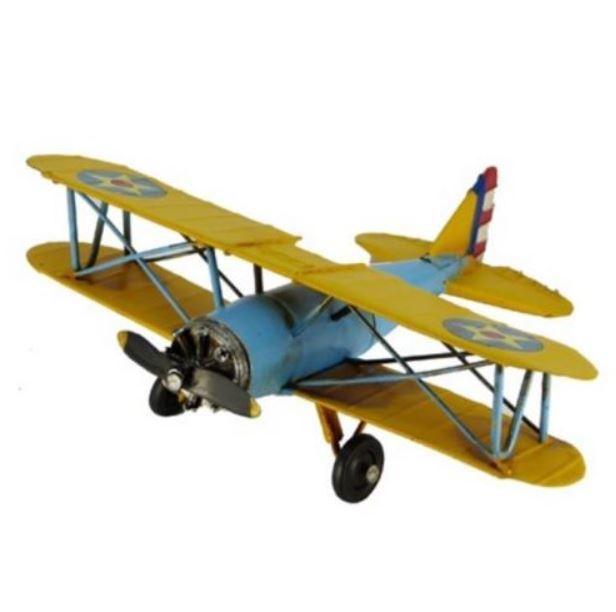 Double Wing Metal Plane - Blue + Yellow.