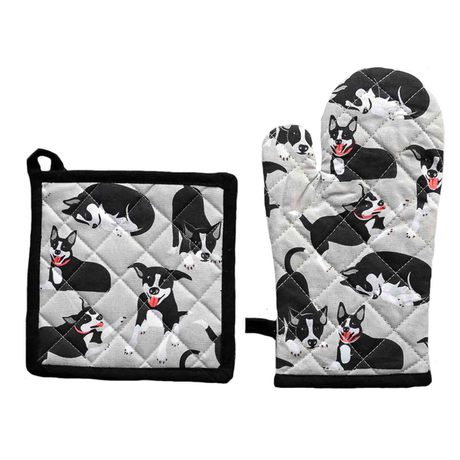 Farm Dogs 100% Cotton Oven Glove and Pot Holder