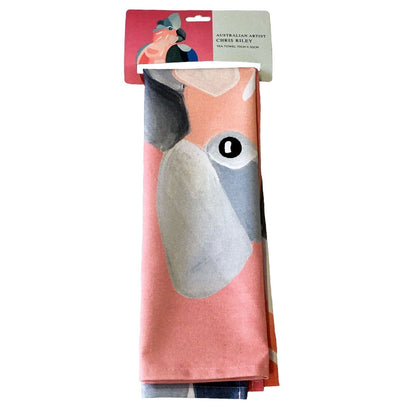 Pink Galah - 100% Cotton Chris Riley Designed Tea Towel.