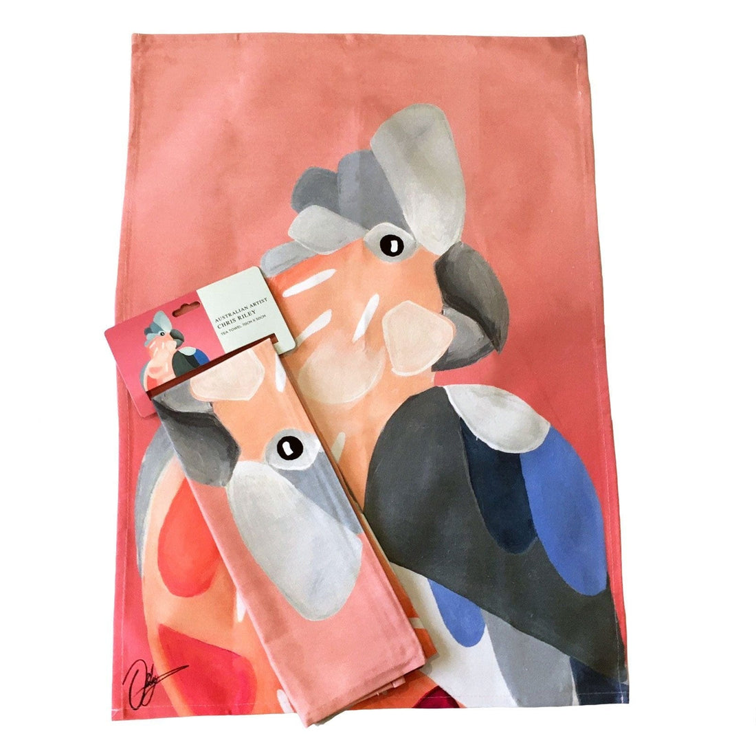 Pink Galah - 100% Cotton Chris Riley Designed Tea Towel.