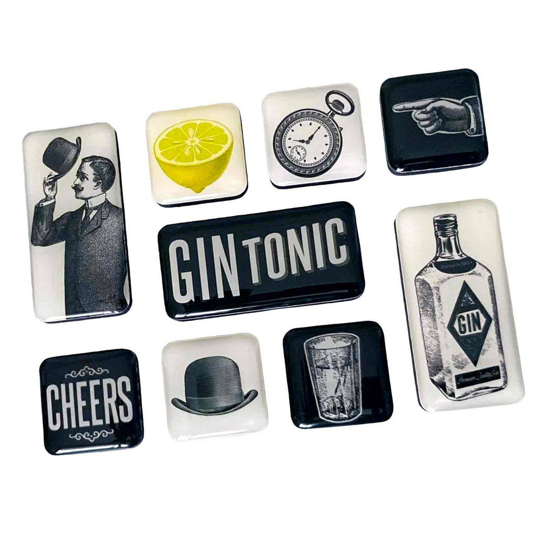 Gin &amp; Tonic Set of 9 Nostalgic Art Magnets