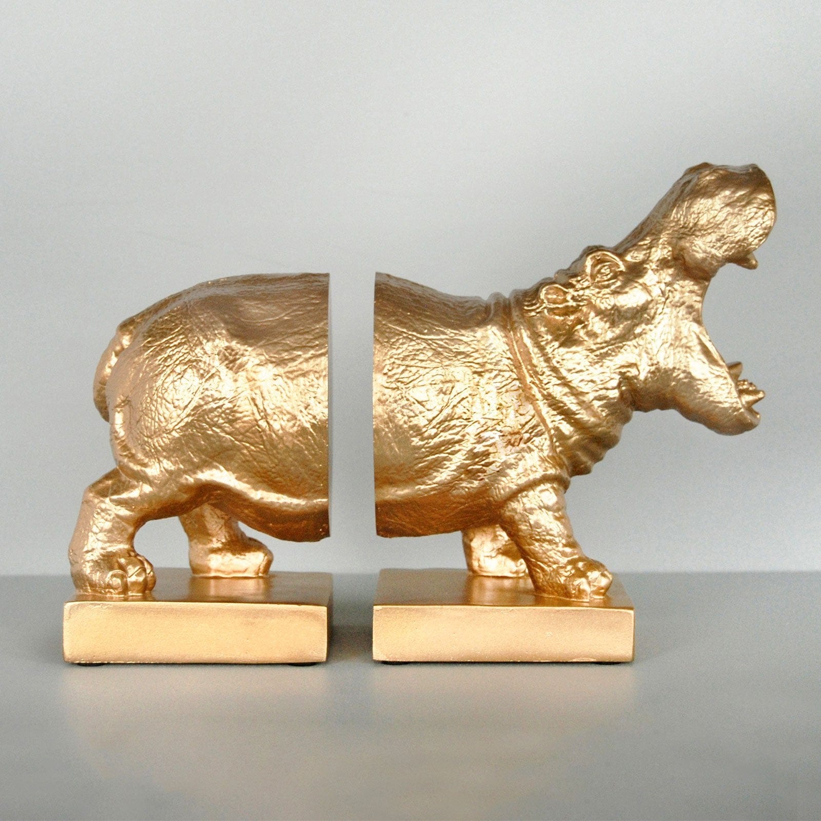 Hippo Bookends - Gold.