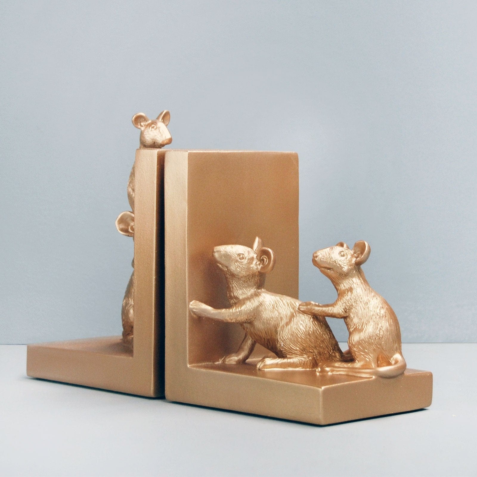 Mouse Bookends - Gold.