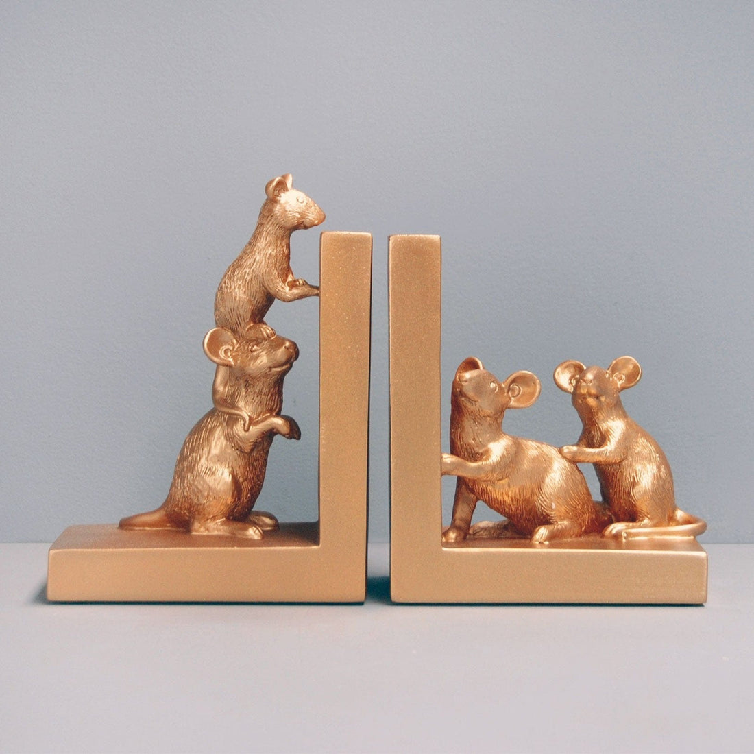 Mouse Bookends - Gold.