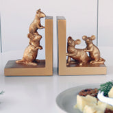 Mouse Bookends - Gold.